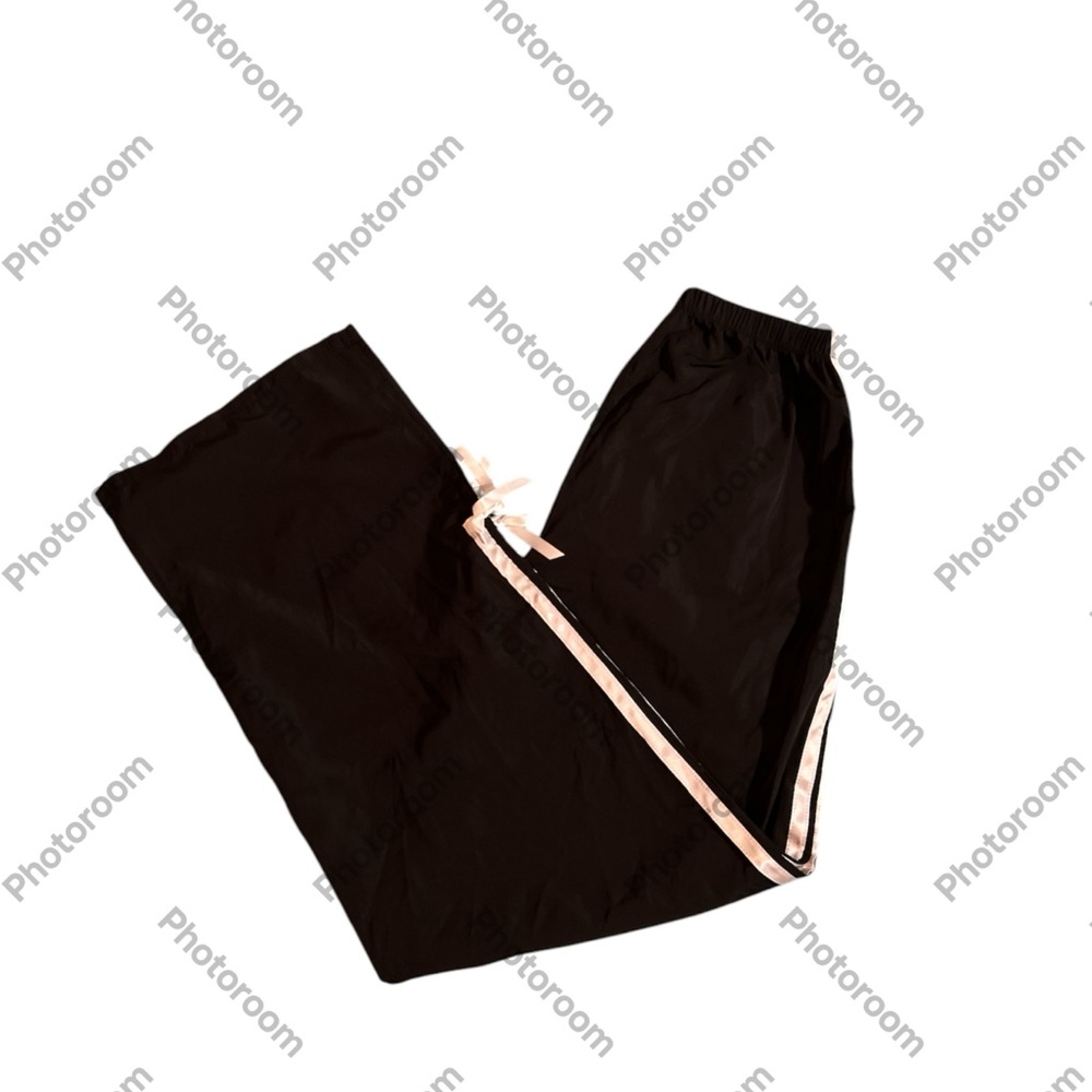 Black Track Pants with Pink Stripe